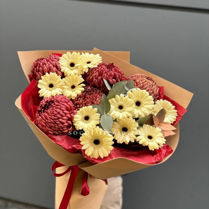 Букет гербер и хризантем Бигуди в Костроме