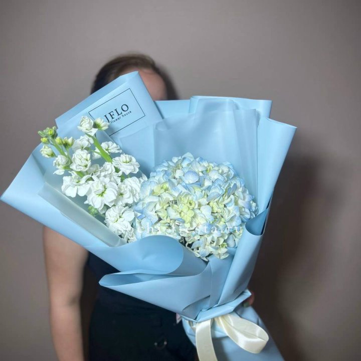 Гортензия голубая с маттиолой в Костроме