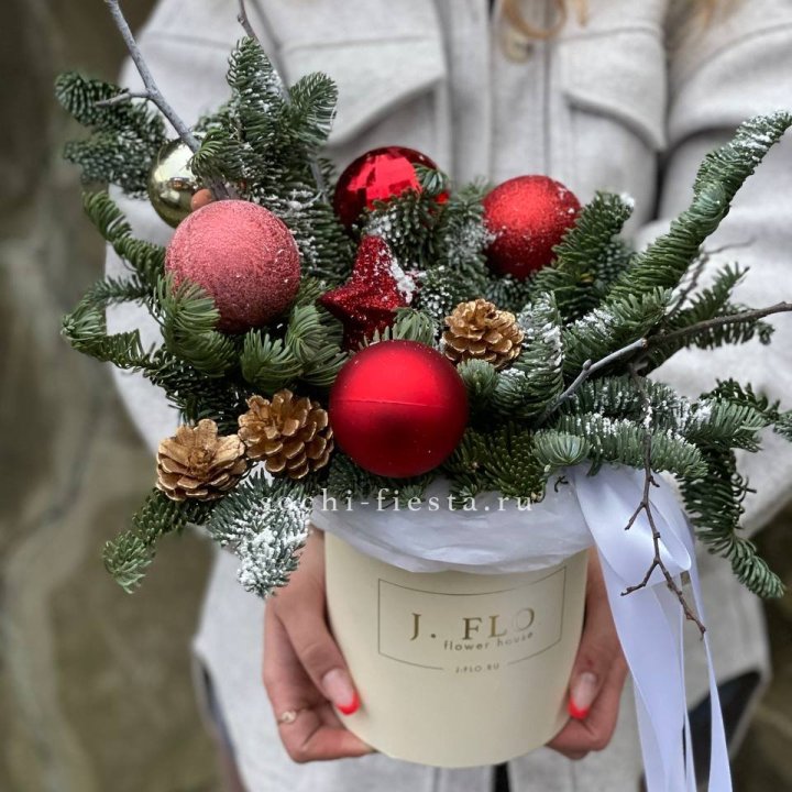 Новогодняя композиция в коробке ред в Костроме