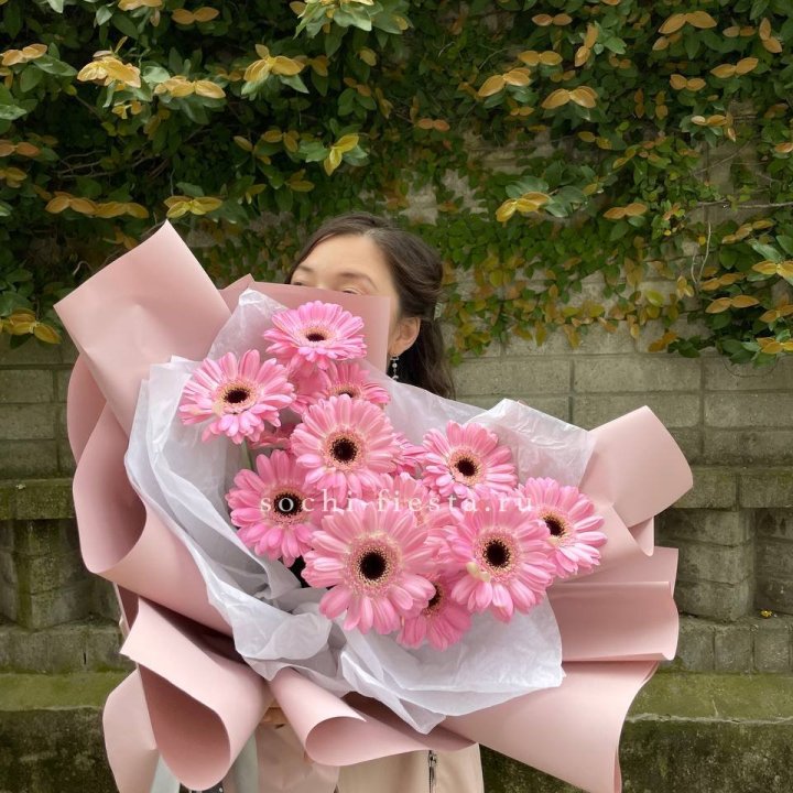 13 розовых гербер в Костроме