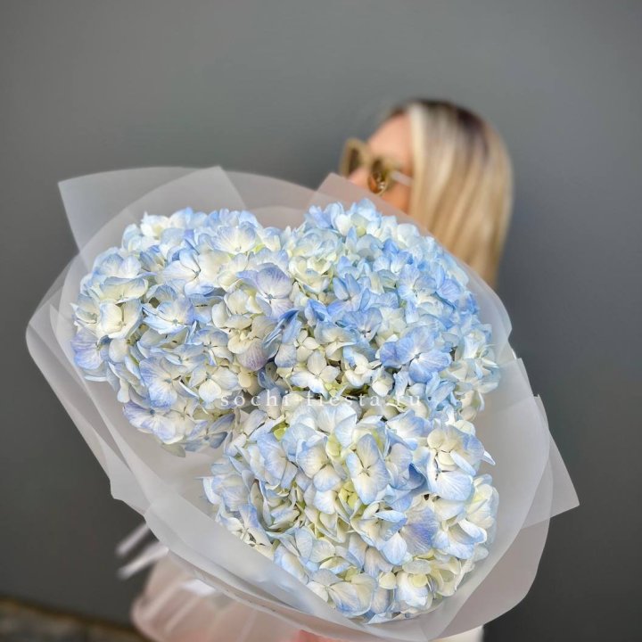 Букет из 3 голубых гортензий  в Костроме