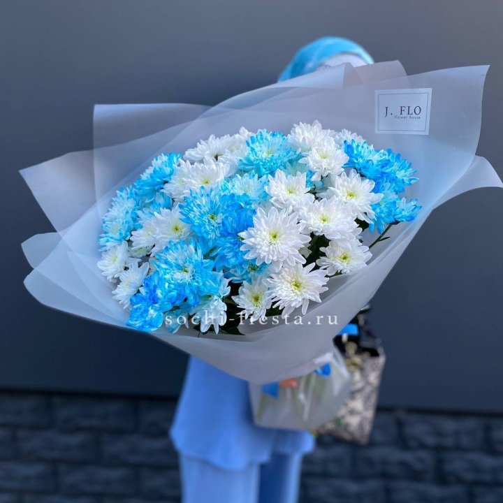 Букет хризантем "Голубая снежинка" в Костроме