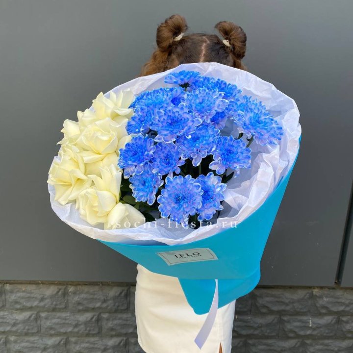 Дуо букет розы и хризантема в Костроме