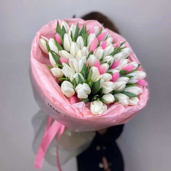 51 белый тюльпан "Рози" в Костроме