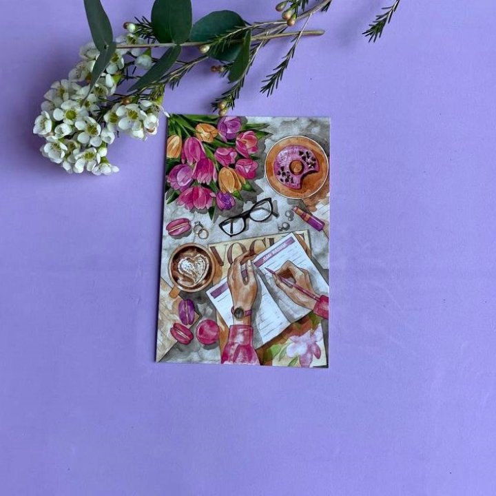 Открытка к букету "Леди на работе" в Костроме