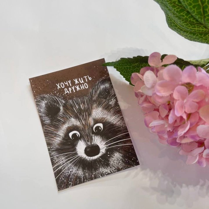 Открытка к букету "Енотик" в Костроме