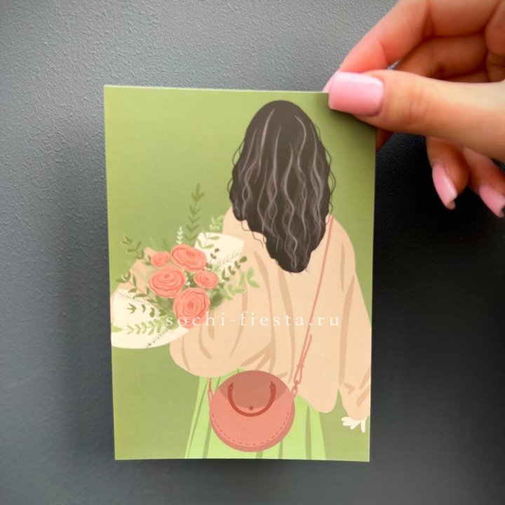 Открытка к букету "Потрясающая девушка" в Костроме