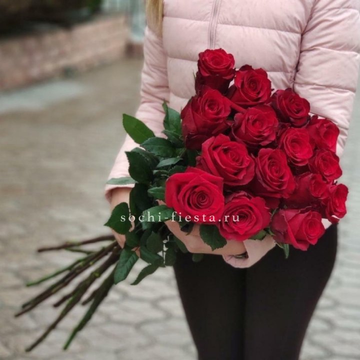 15 высоких красных роз в Костроме
