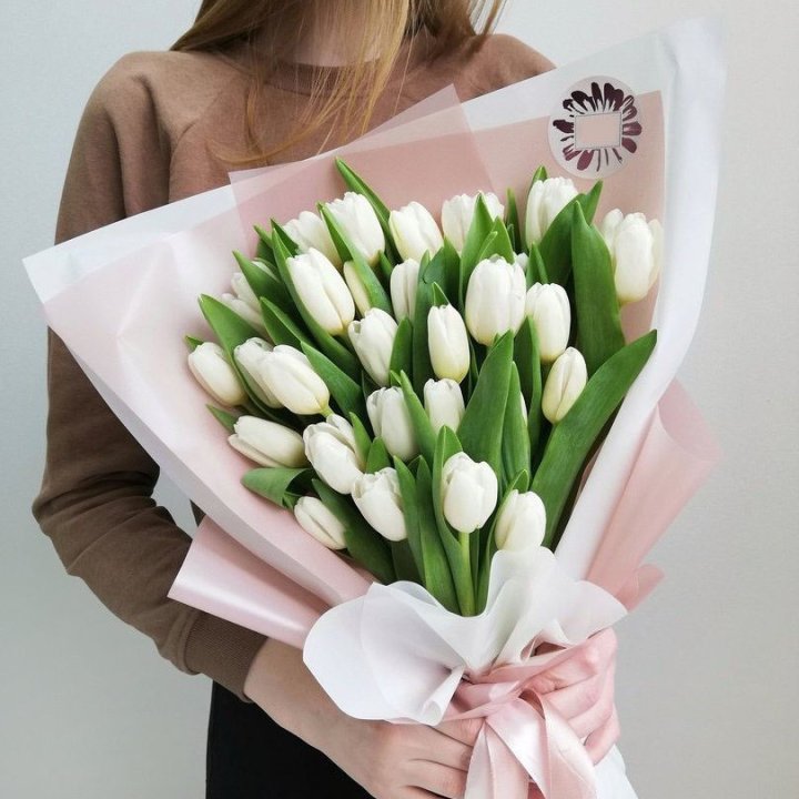 Букет белых тюльпанов "Моника" в Костроме