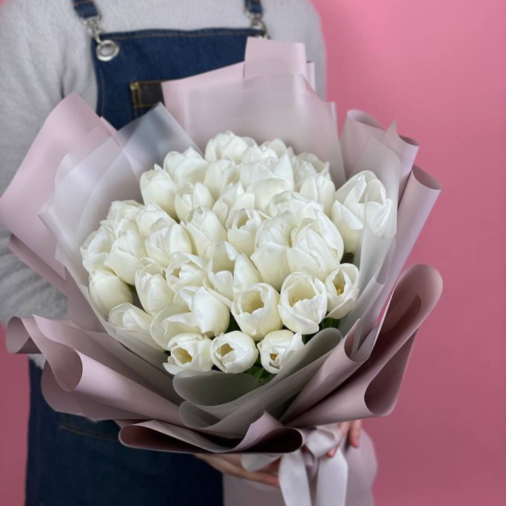 Букет белых тюльпанов "Пур-пур" в Костроме